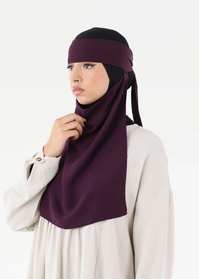 Alternative view of Full Niqab Easy Pull Down Dark Purple