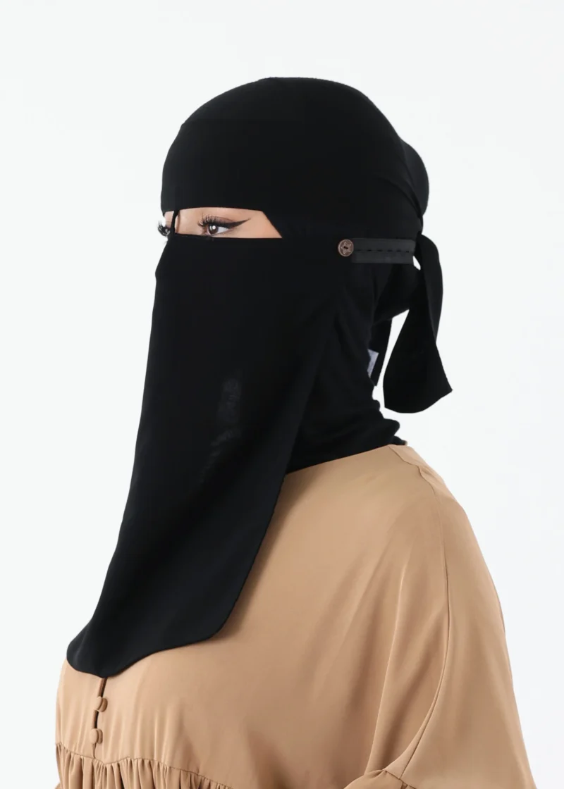 Alternative view of Full Niqab 2 Piece Nose String Black