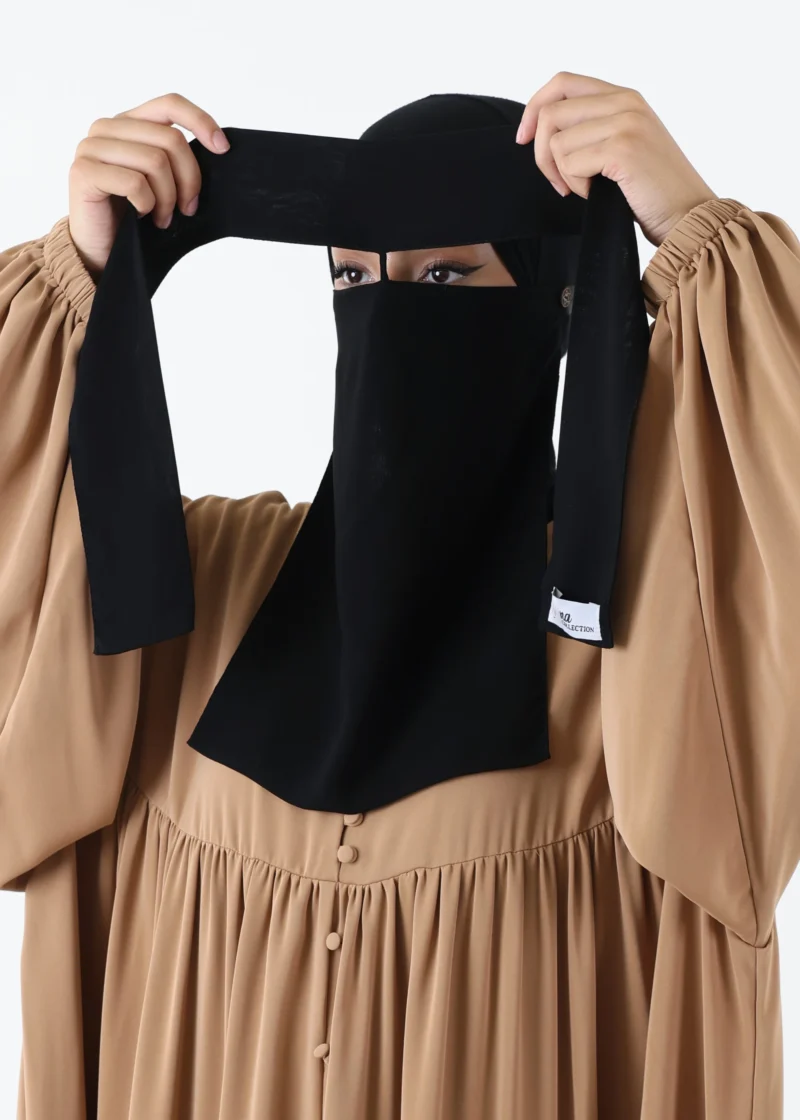 Full Niqab 2 Piece Nose String Black