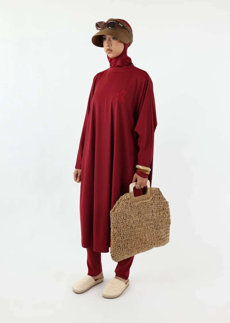 Alternative view of Burkini Farasha Ina 3 Pieces Set Muslim Swimsuit Burgundy