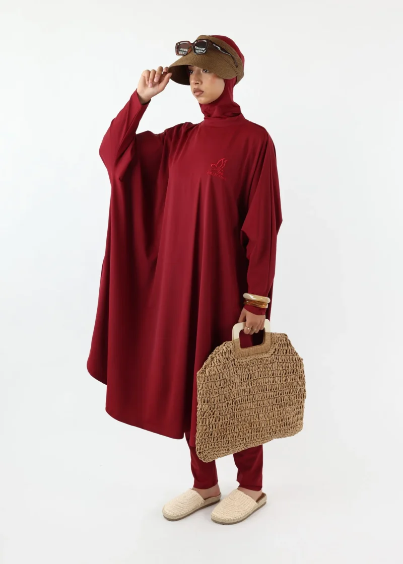 Burkini Farasha Ina 3 Pieces Set Muslim Swimsuit Burgundy
