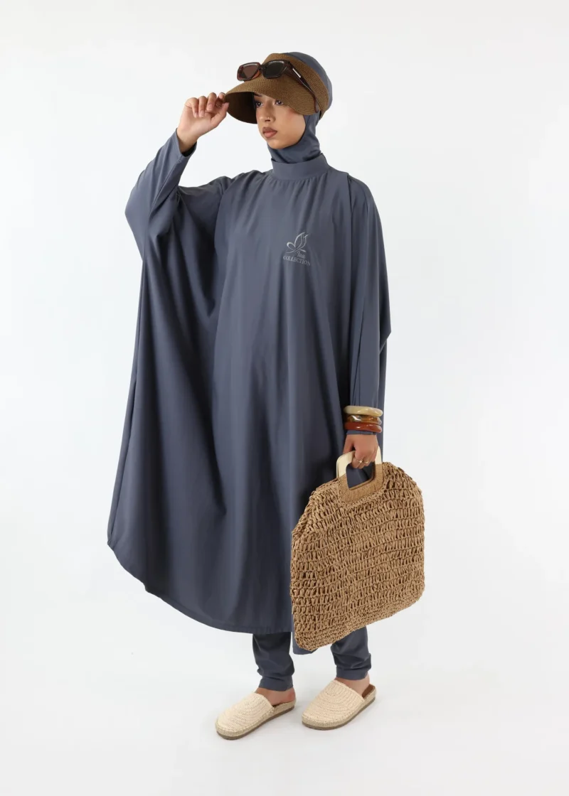 Burkini Farasha Ina 3 Pieces Set Muslim Swimsuit Grey Teal