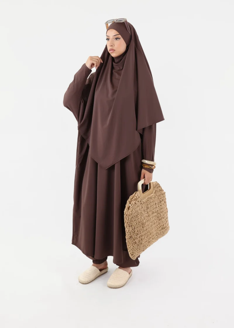Modest Burkini Jilbab Set - Coffee - Image 7