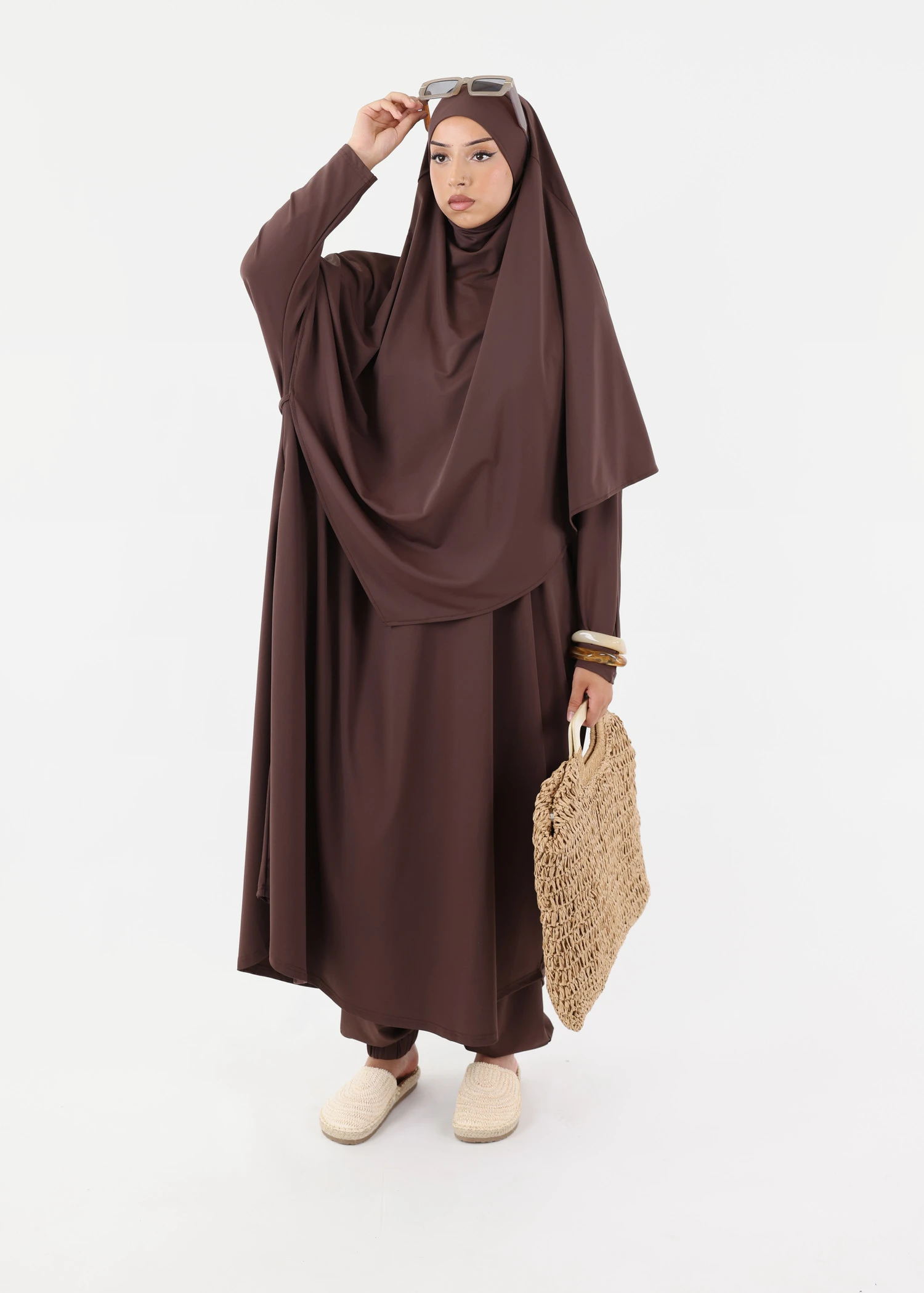 Modest Burkini Jilbab Set - Coffee