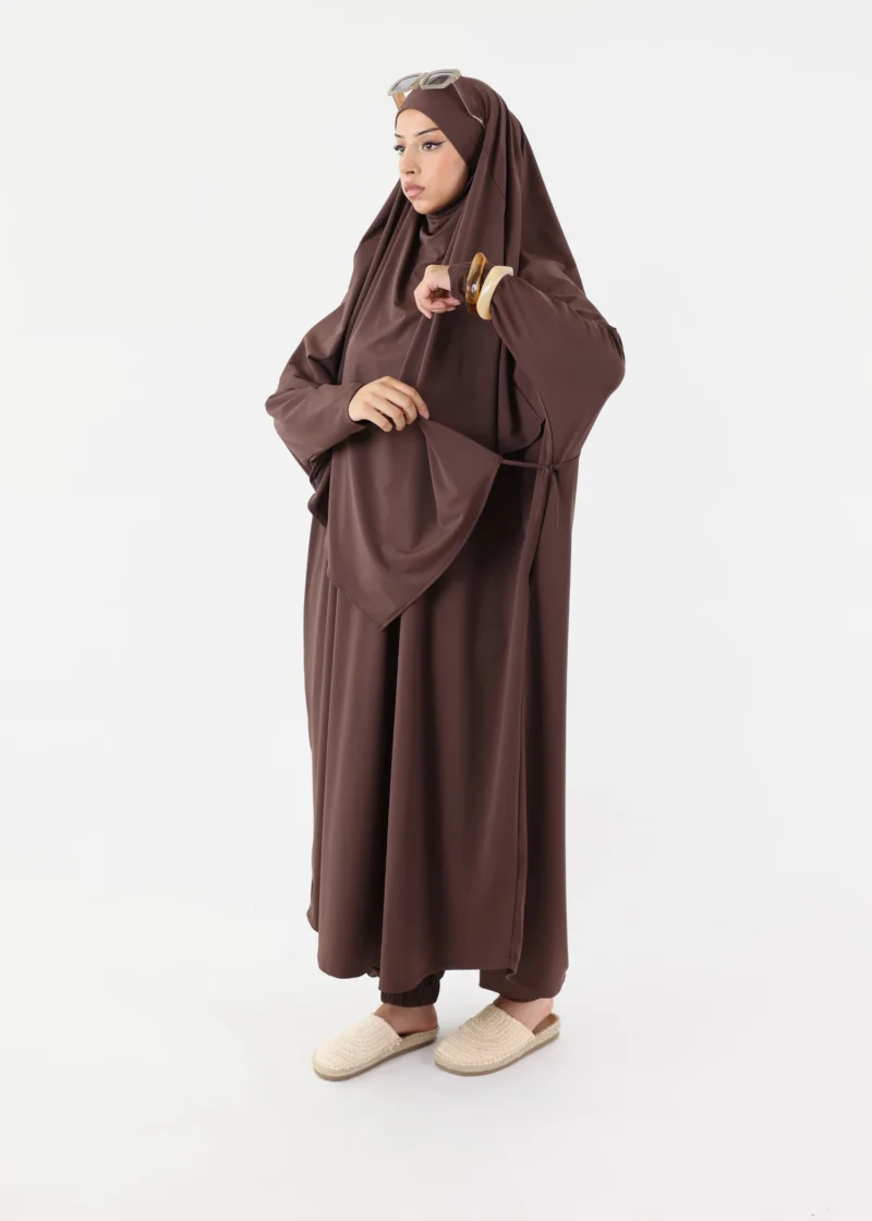 Modest Burkini Jilbab Set - Coffee - Image 5
