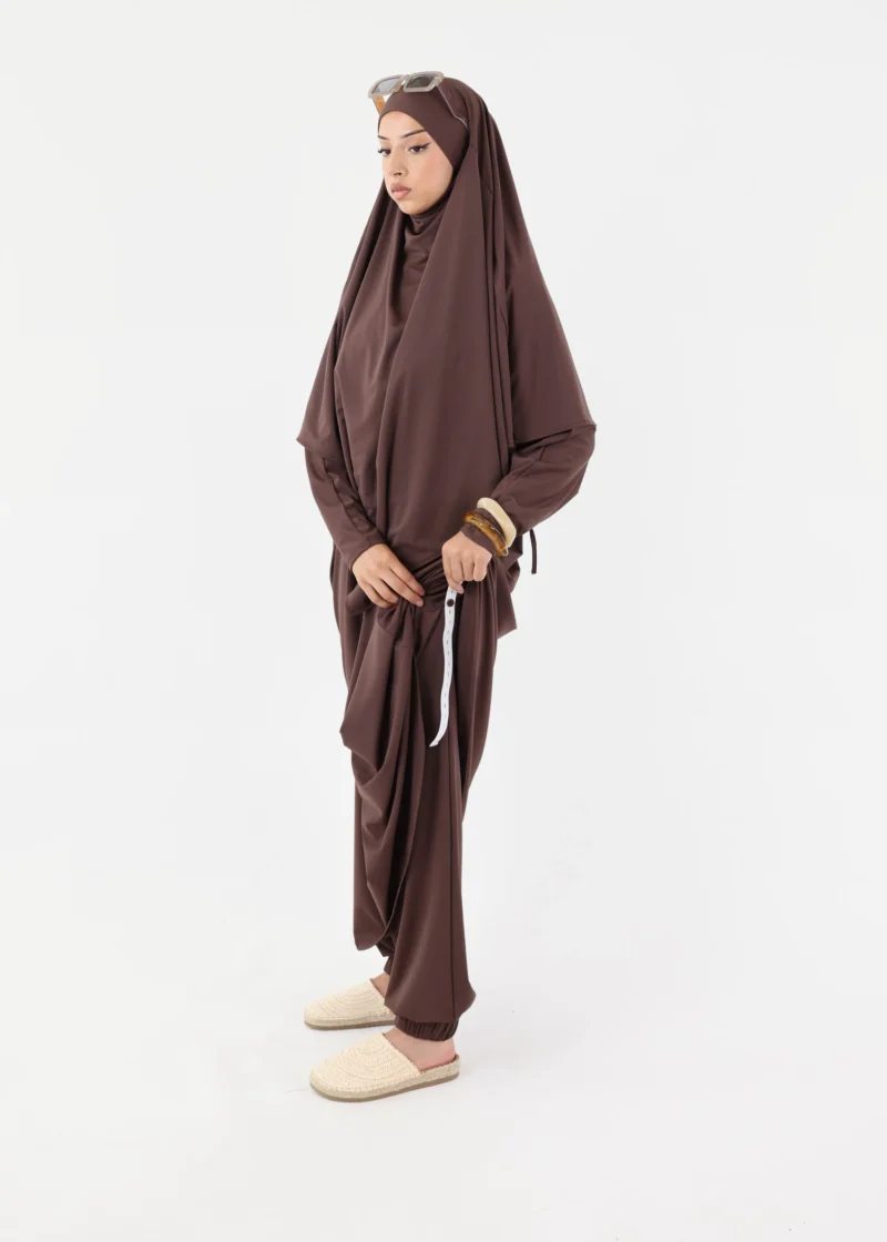 Modest Burkini Jilbab Set - Coffee - Image 4