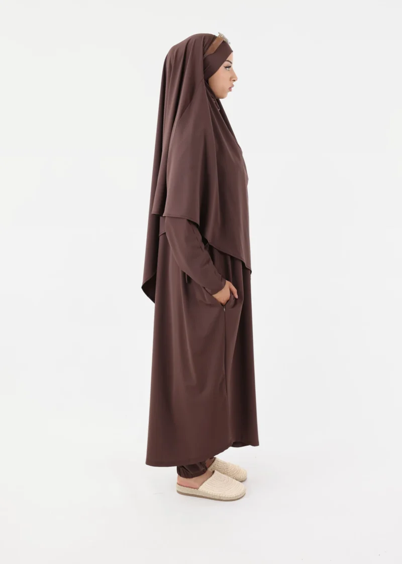 Modest Burkini Jilbab Set - Coffee - Image 3