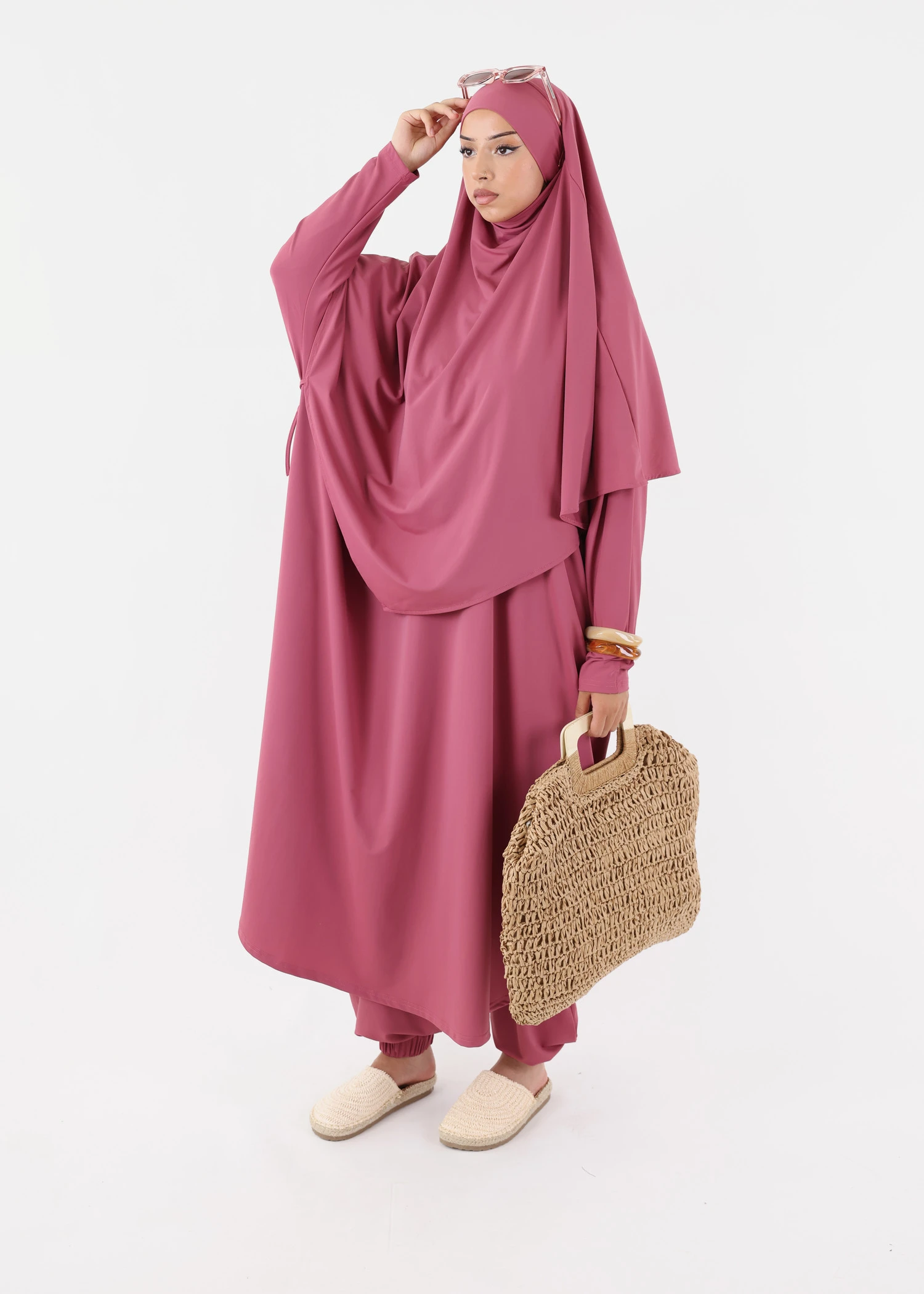 Modest Burkini Jilbab Set - Dusty Rose