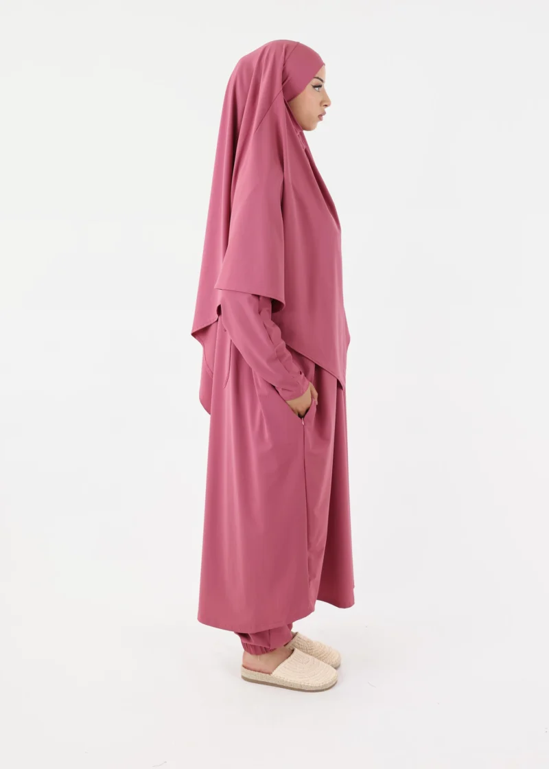 Modest Burkini Jilbab Set - Dusty Rose - Image 3