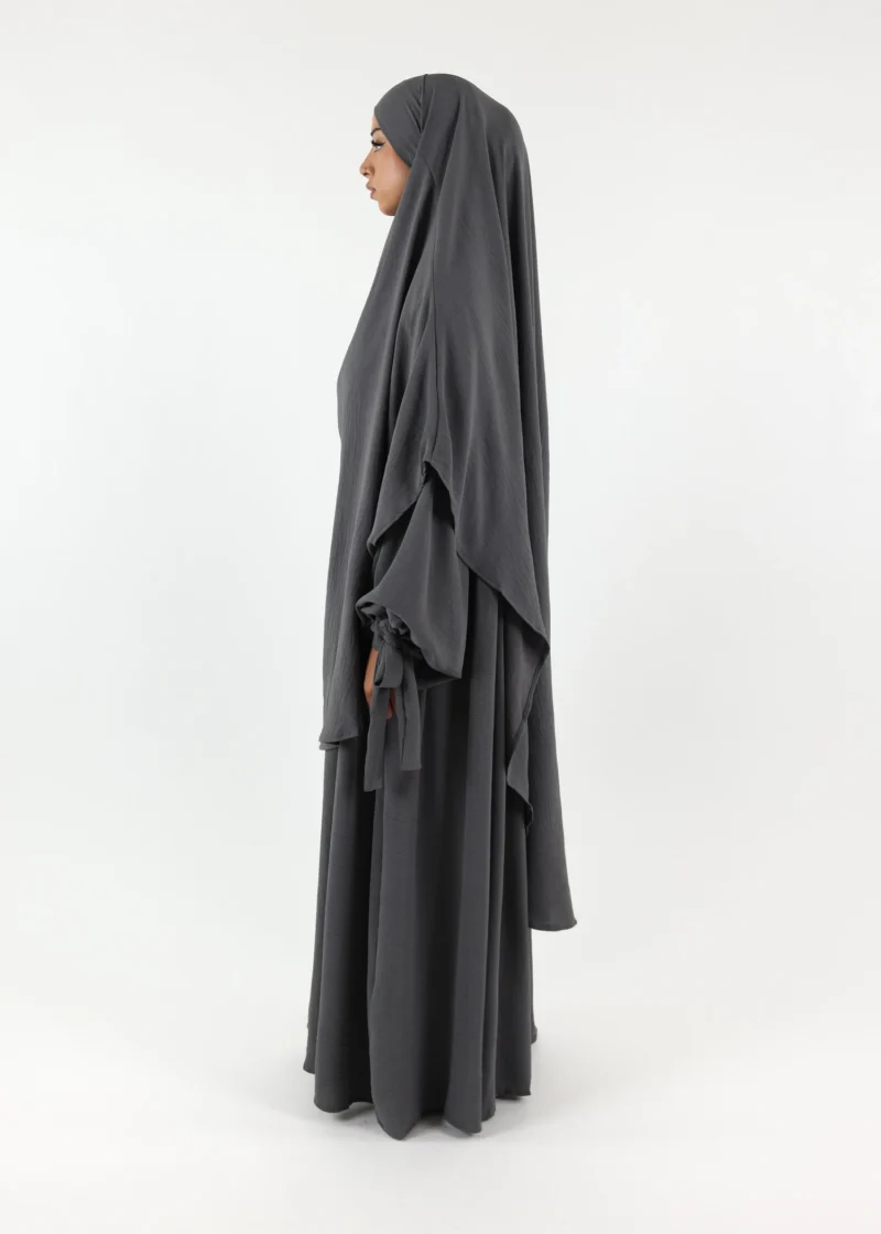 Alternative view of ABAYA and KHIMAR Set Ruqayya - Dark Grey