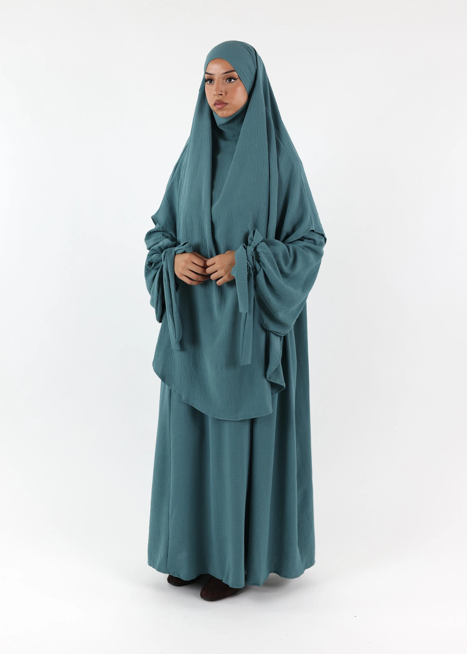 ABAYA and KHIMAR Set Ruqayya - Dusty Jade