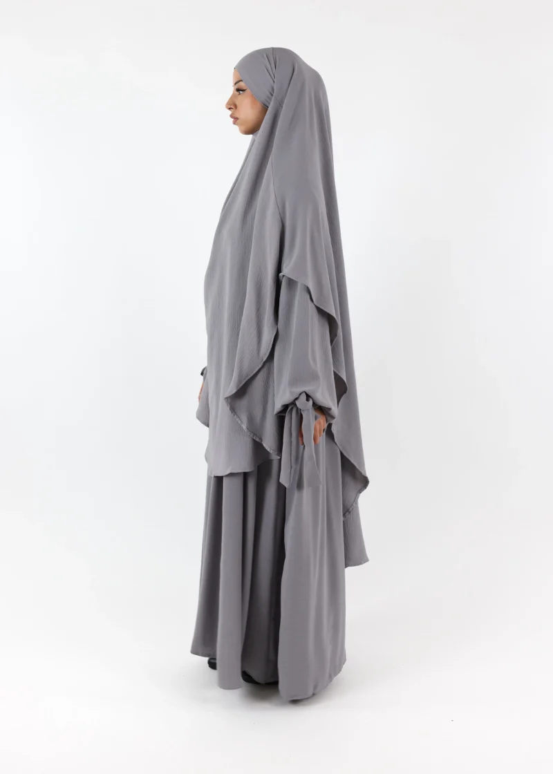 Alternative view of ABAYA and KHIMAR Set Ruqayya - Grey