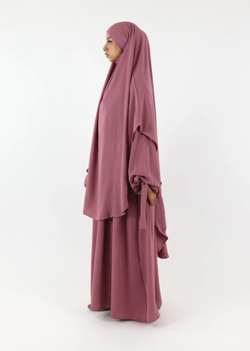 Alternative view of ABAYA and KHIMAR Set Ruqayya - Mauve
