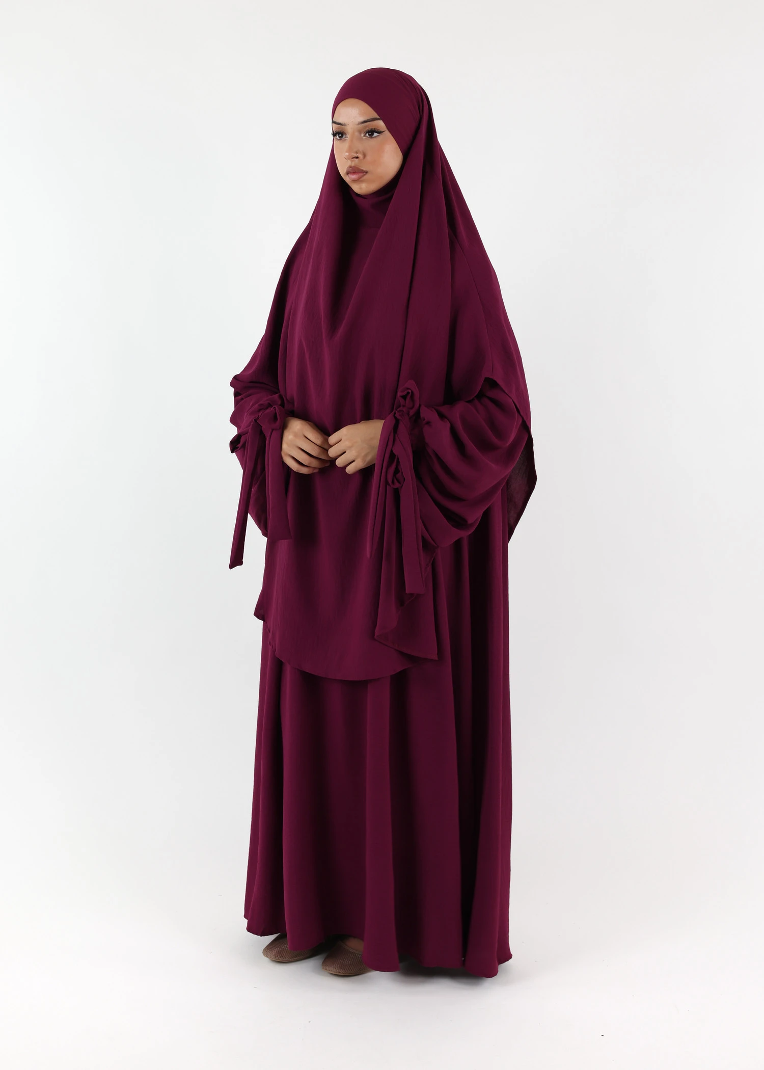 ABAYA and KHIMAR Set Ruqayya - Raspberry