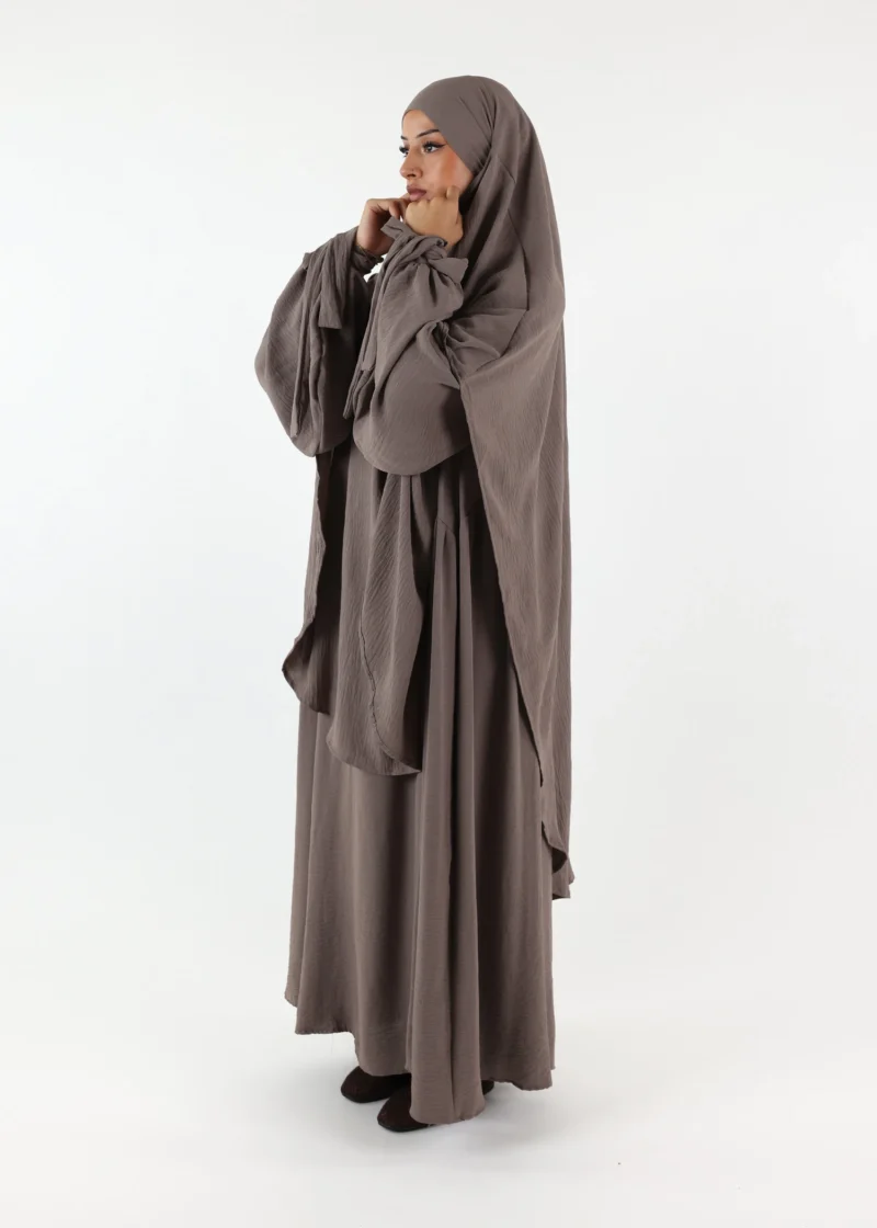 Alternative view of ABAYA and KHIMAR Set Ruqayya - Taupe