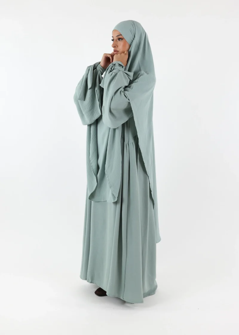 Alternative view of ABAYA and KHIMAR Set Ruqayya - Water Green