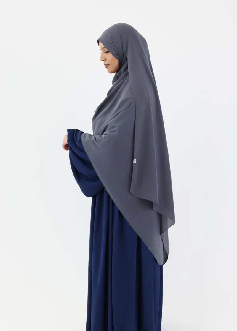 Mega Hijab 2XL- Smooth Premium Chiffon - Charcoal Grey - Image 3