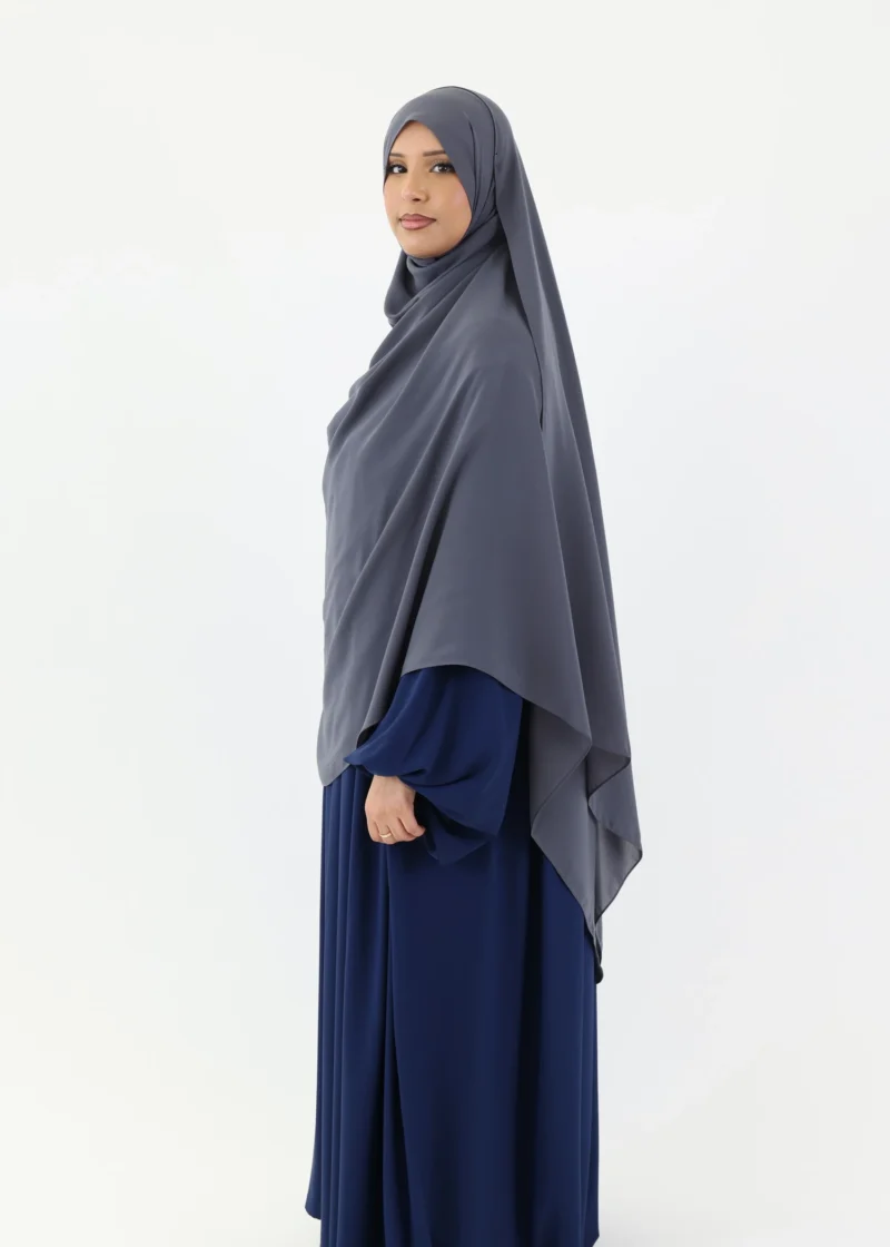 Mega Hijab 2XL- Smooth Premium Chiffon - Charcoal Grey - Image 8