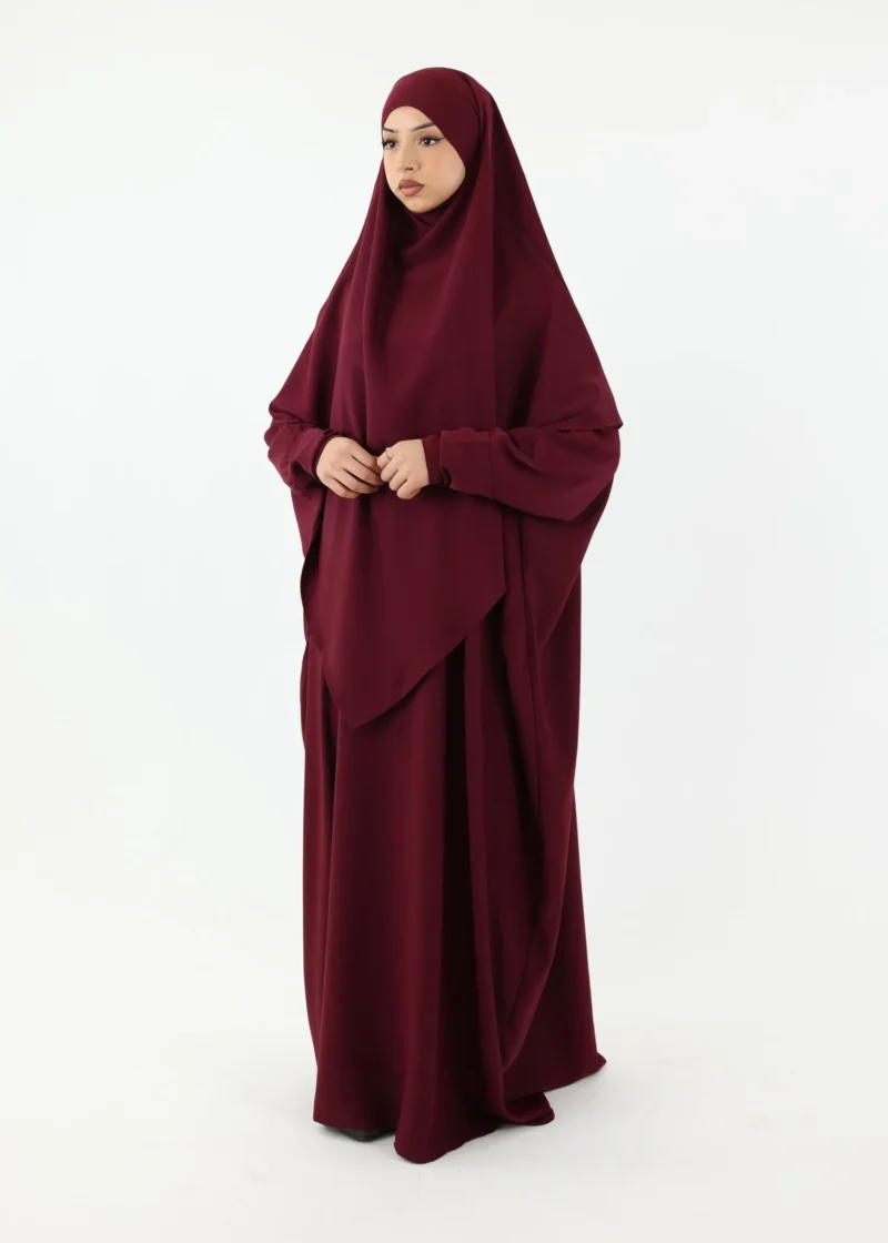 Alternative view of ABAYA & KHIMAR SET Medina Burgundy