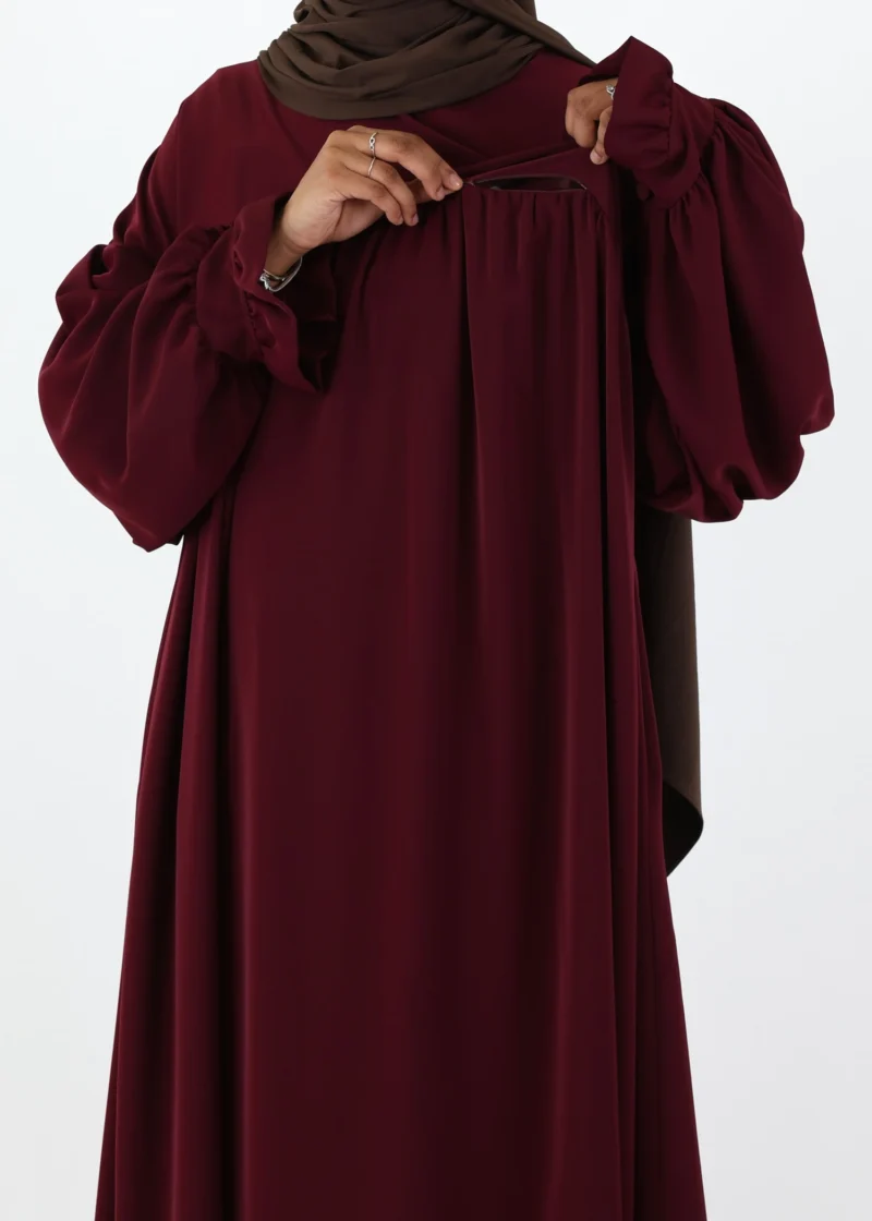 Nursing Abaya Saada Medina - Burgundy - Image 4