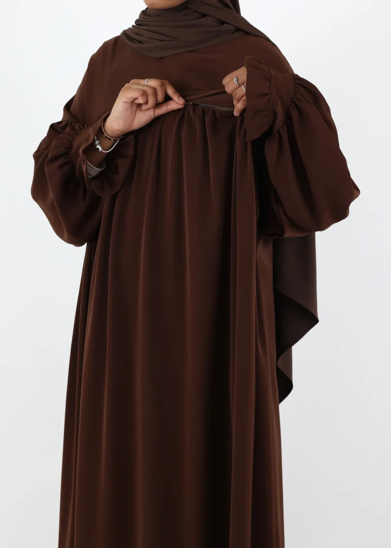 Nursing Abaya Saada Medina - Coffee - Image 3