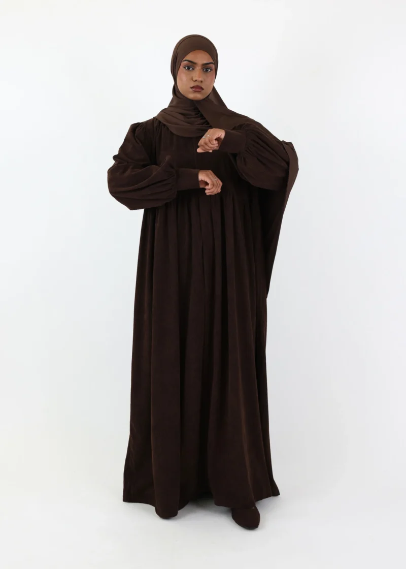 Alternative view of Abaya Mayssa – Warm Corduroy Abaya – Coffee