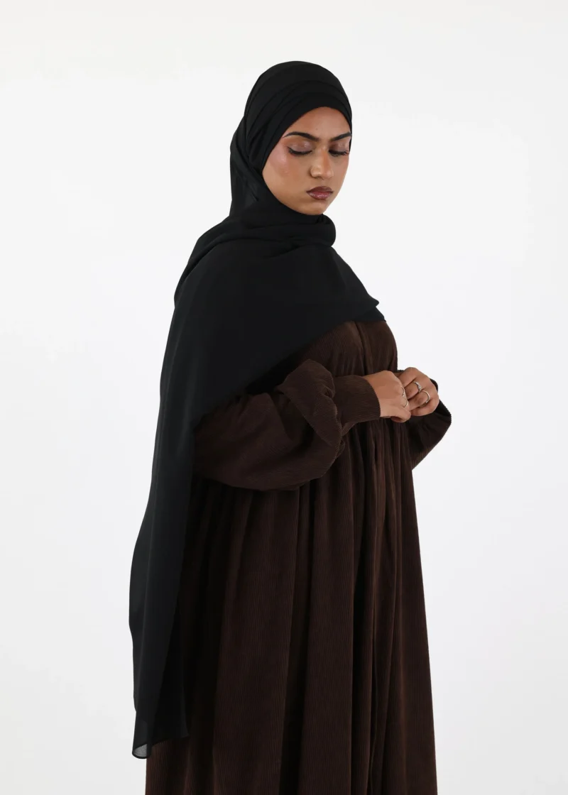 Abaya Mayssa – Warm Corduroy Abaya – Coffee - Image 5