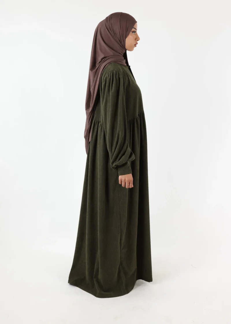 Alternative view of Abaya Mayssa – Warm Corduroy Abaya – Khaki