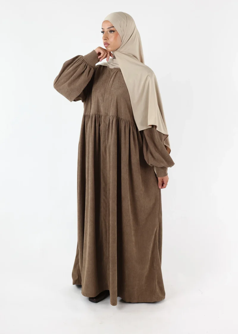 Abaya Mayssa – Warm Corduroy Abaya – Mocha