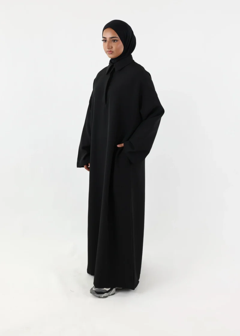 Warm Polo Abaya - Black