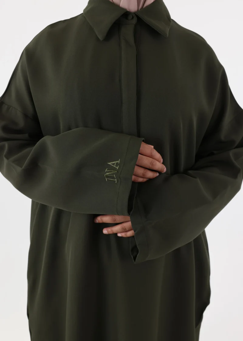 Warm Polo Abaya - Khaki - Image 4