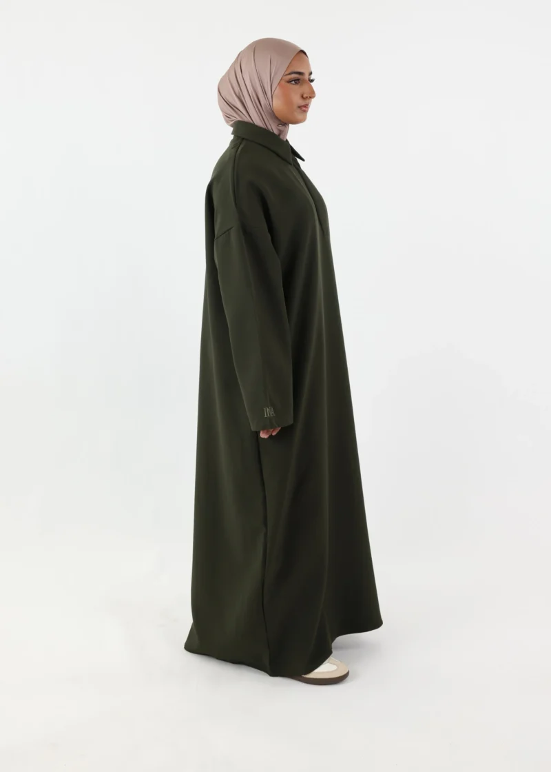 Warm Polo Abaya - Khaki - Image 3