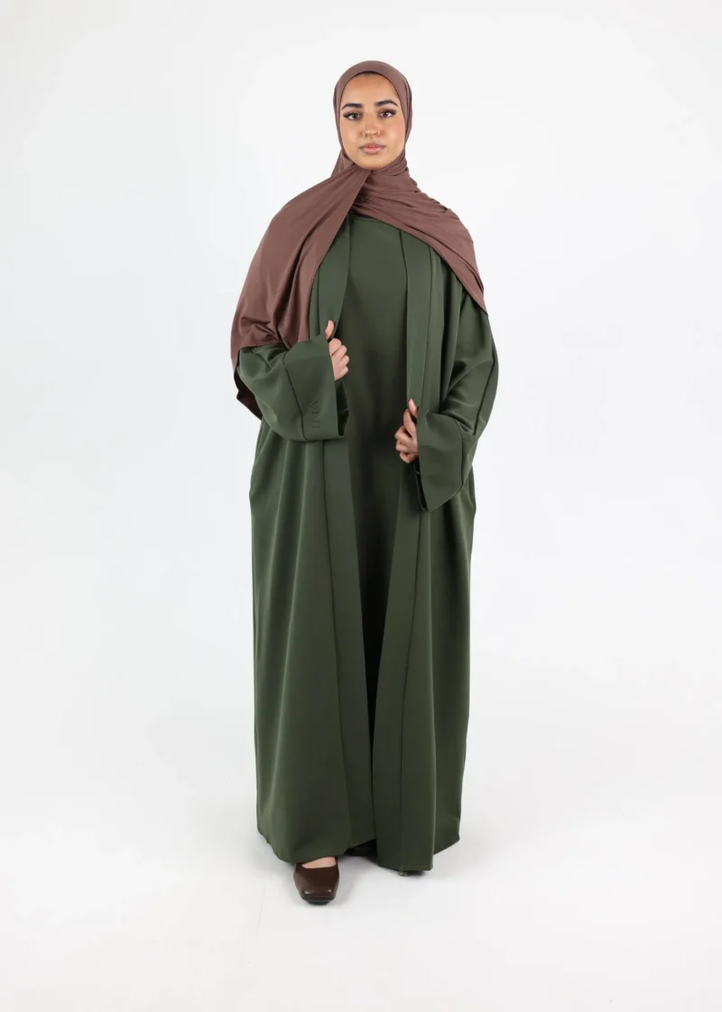 Modest Set Manolana - Under Dress and Open Abaya - Khaki