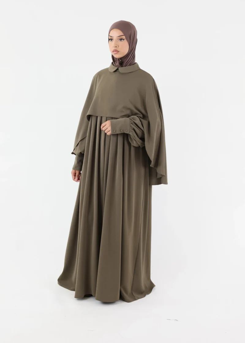Abaya Cape – Green Taupe - Image 5