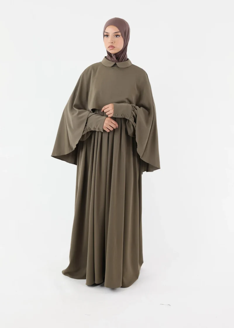 Abaya Cape – Green Taupe - Image 4