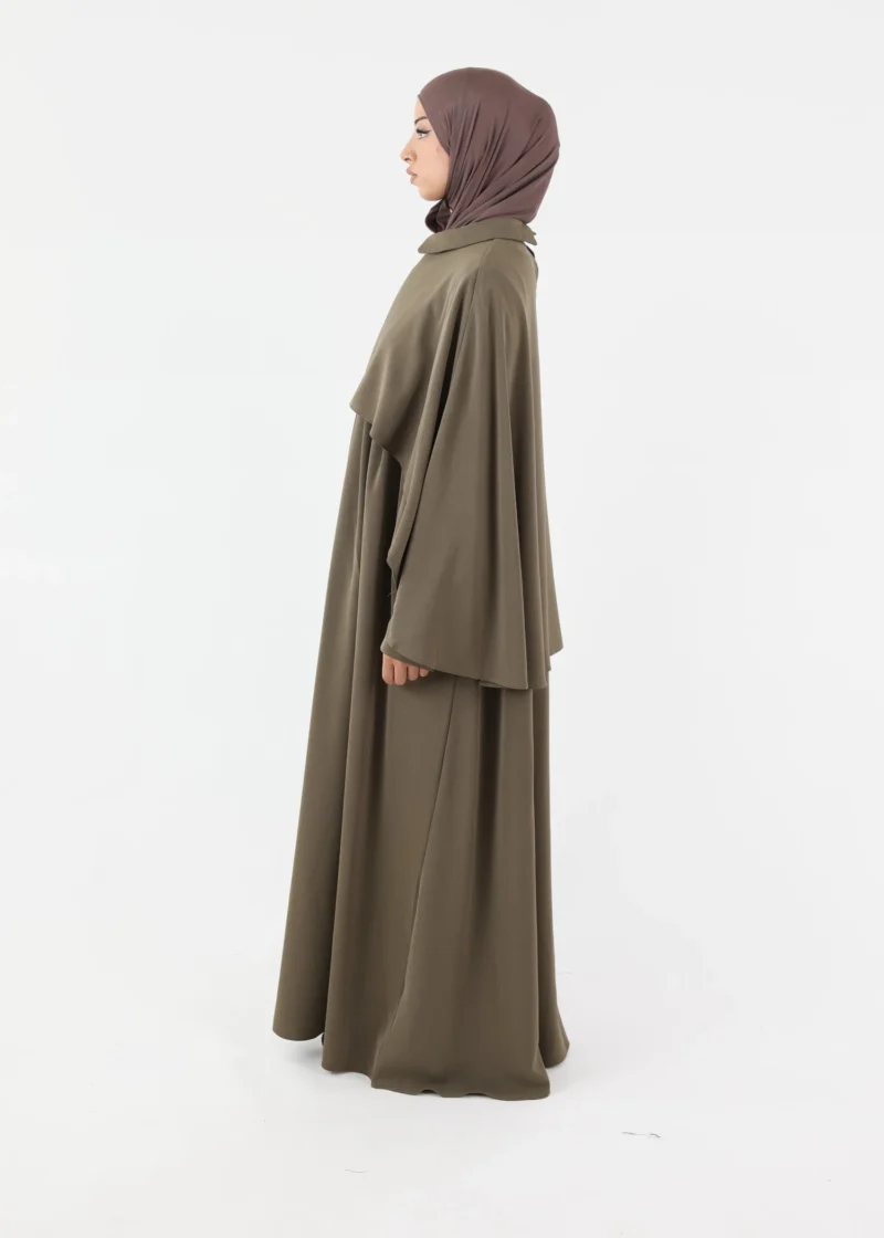 Abaya Cape – Green Taupe - Image 3
