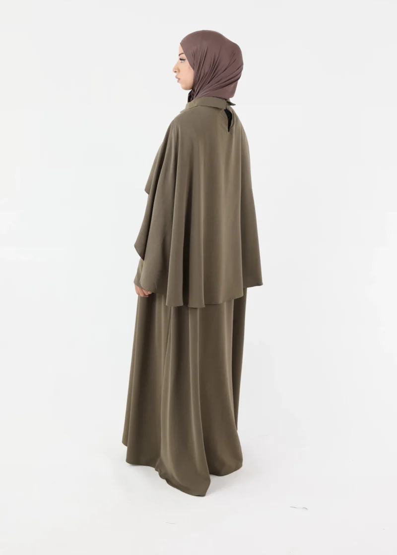 Alternative view of Abaya Cape – Green Taupe