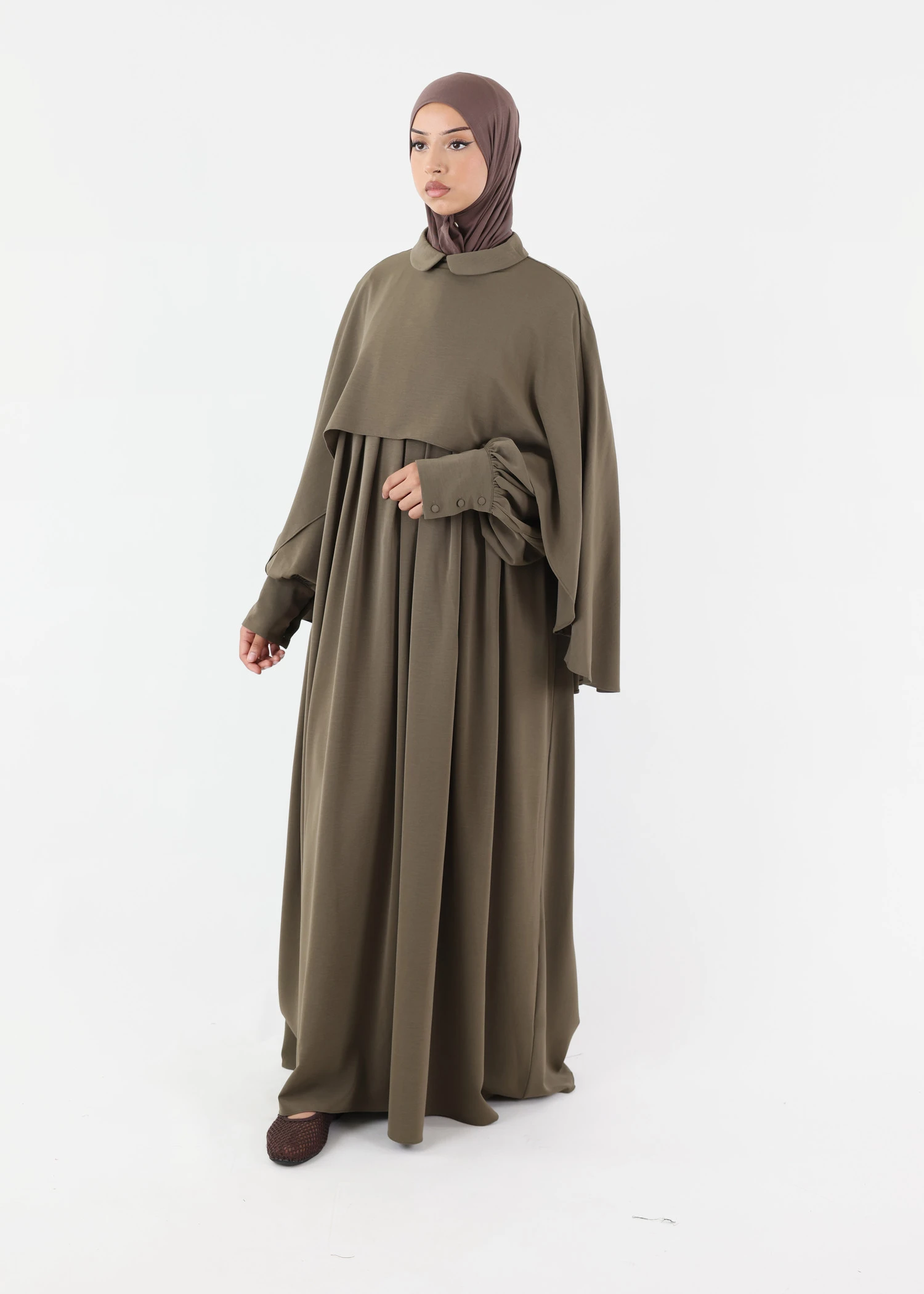 Abaya Cape – Green Taupe
