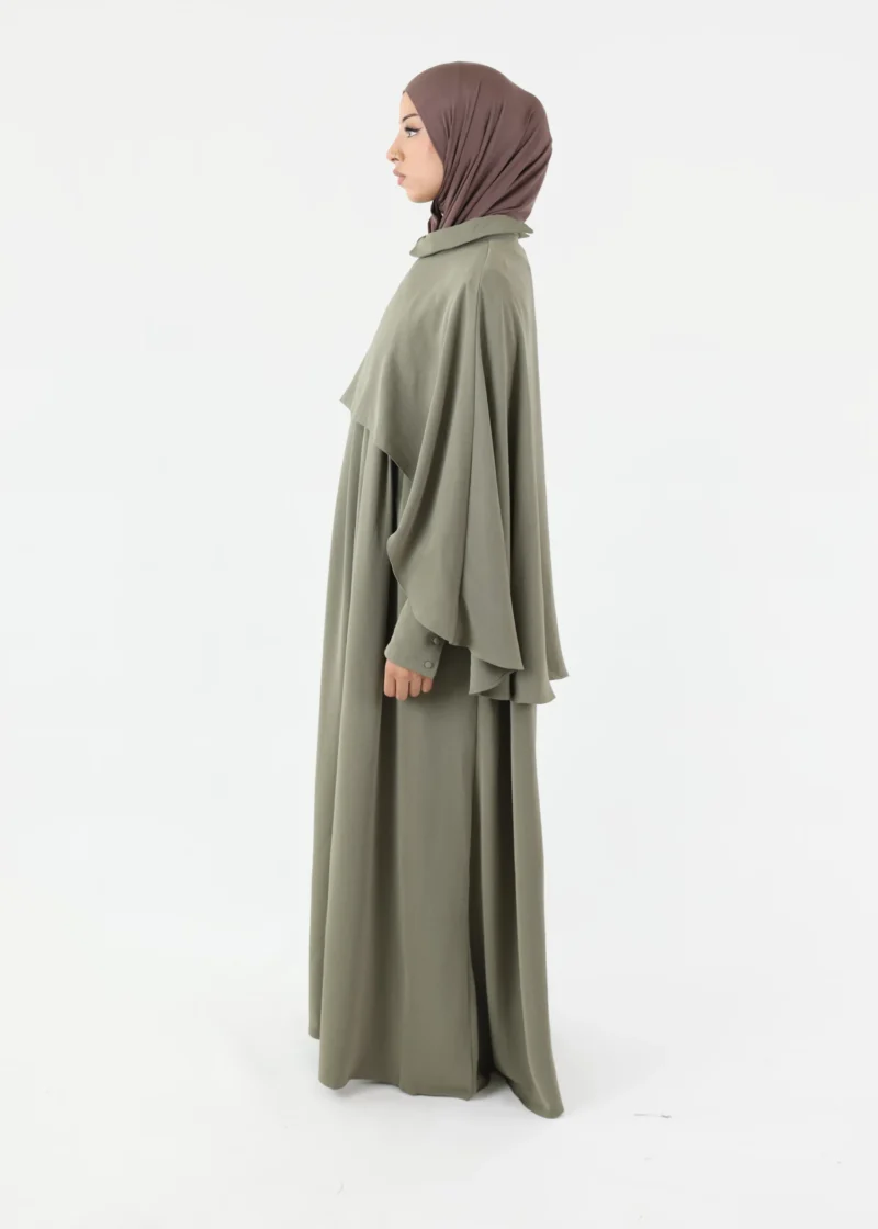 Alternative view of Abaya Cape – Sage Khaki