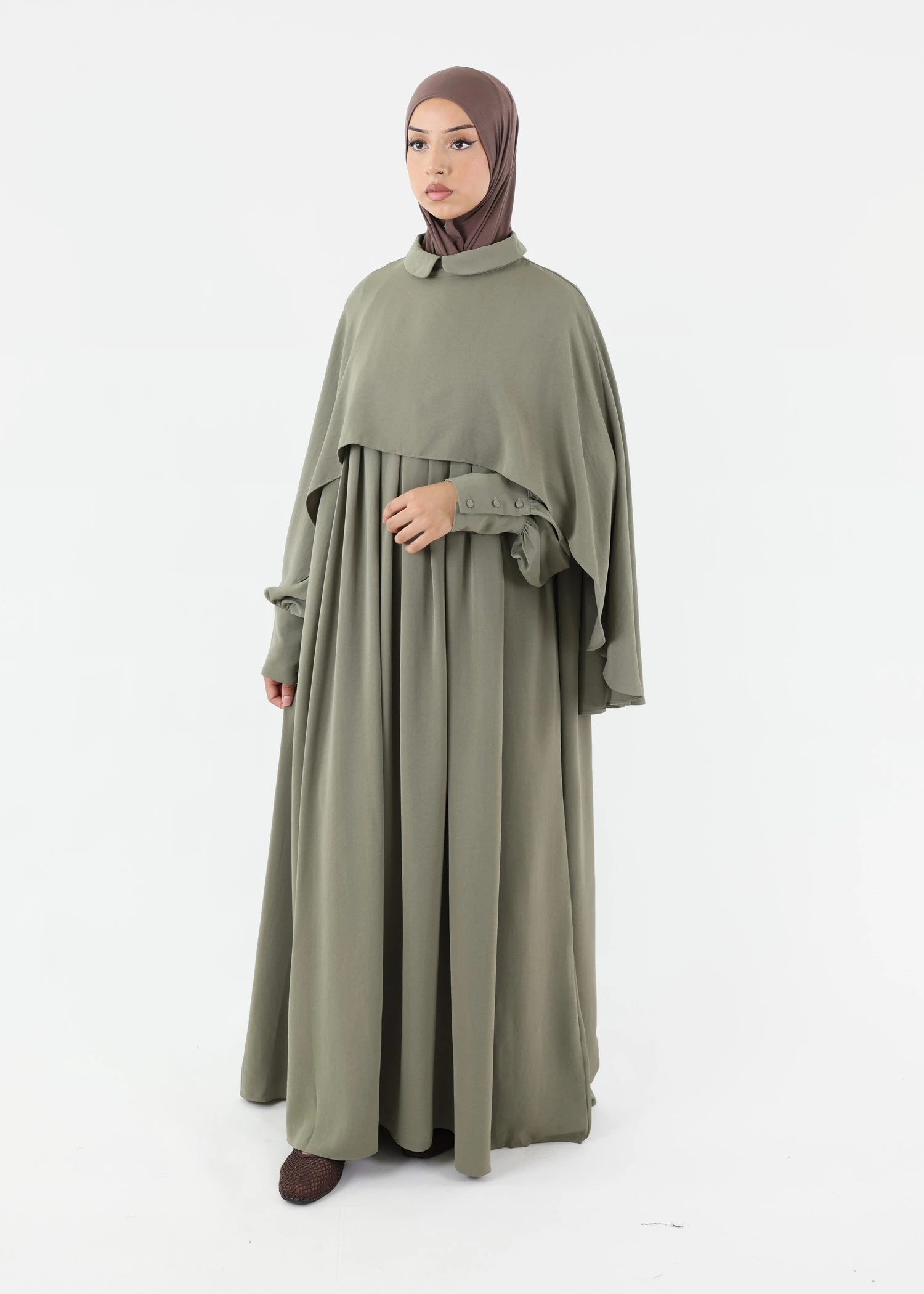 Abaya Cape – Sage Khaki