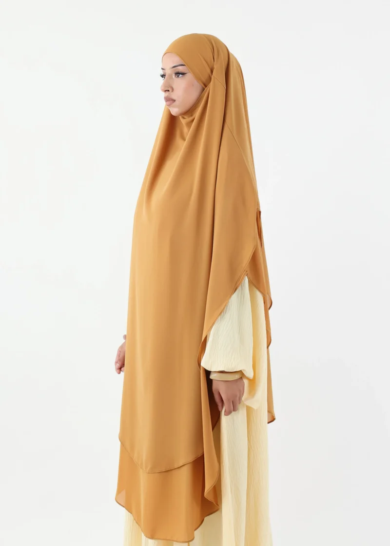 Maxi Khimar 2 Layer Chiffon - Mustard - Image 7