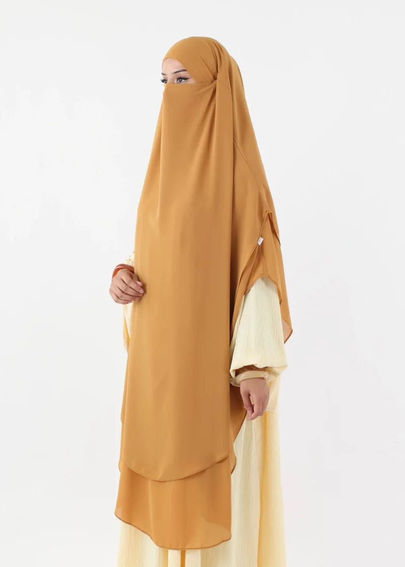 Maxi Khimar 2 Layer Chiffon - Mustard - Image 6