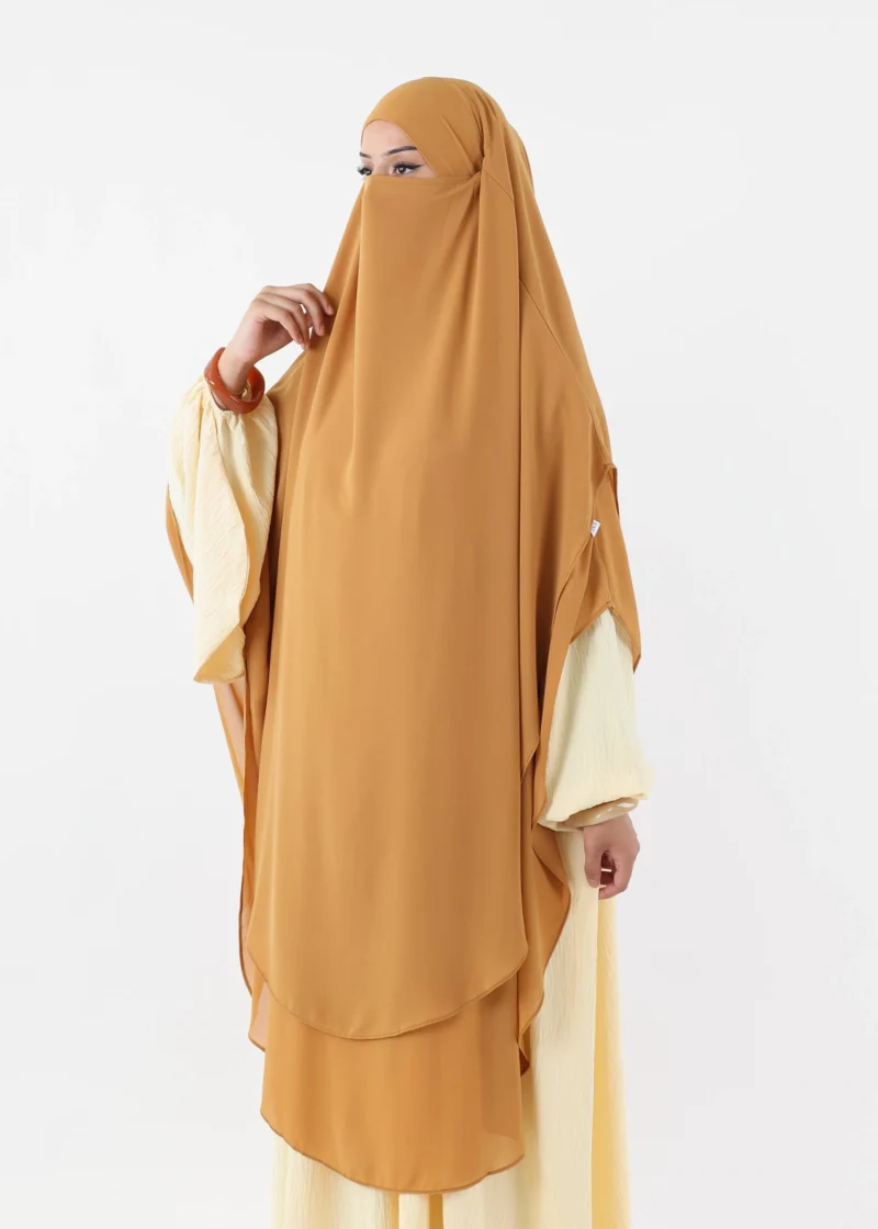 Maxi Khimar 2 Layer Chiffon - Mustard