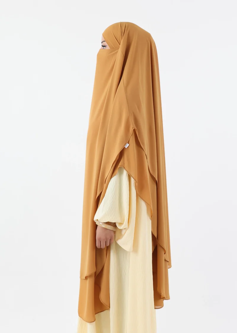Maxi Khimar 2 Layer Chiffon - Mustard - Image 5