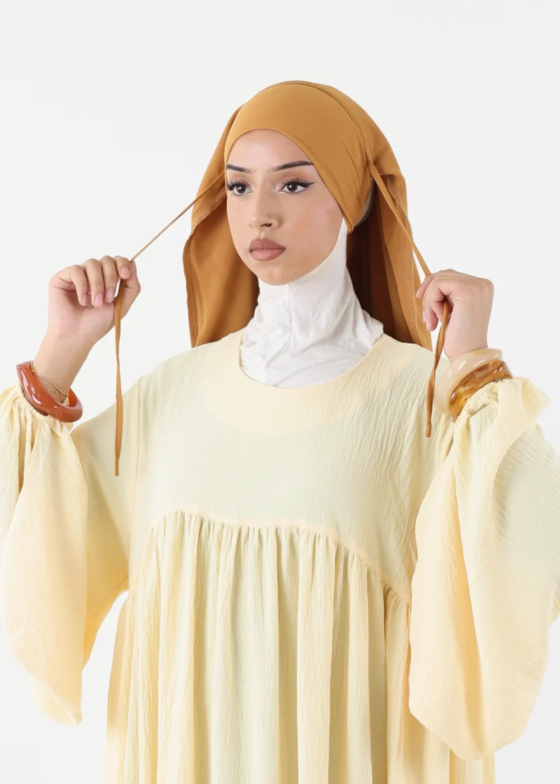 Maxi Khimar 2 Layer Chiffon - Mustard - Image 3