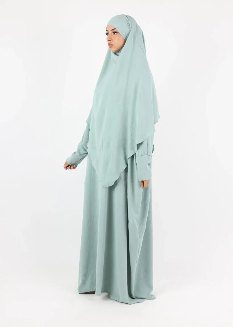 Alternative view of ABAYA & KHIMAR SET Water Green