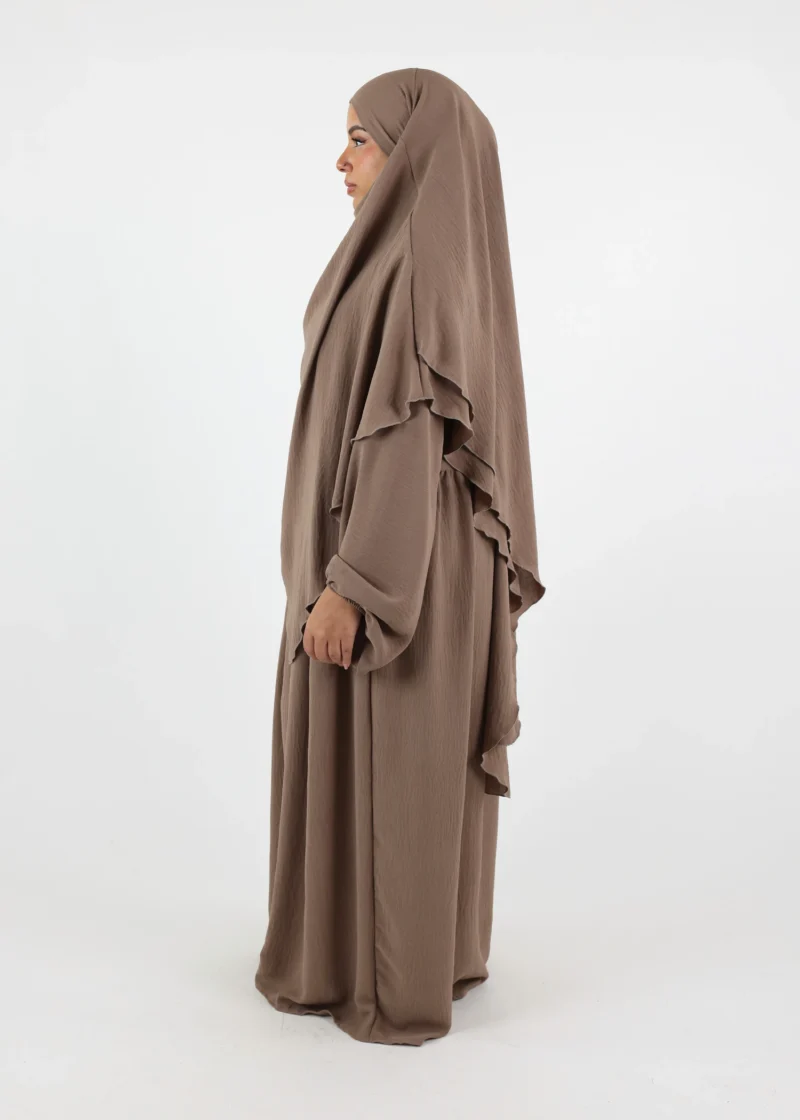Alternative view of ABAYA and KHIMAR 2 Layer Set Puff Sleeves Taupe