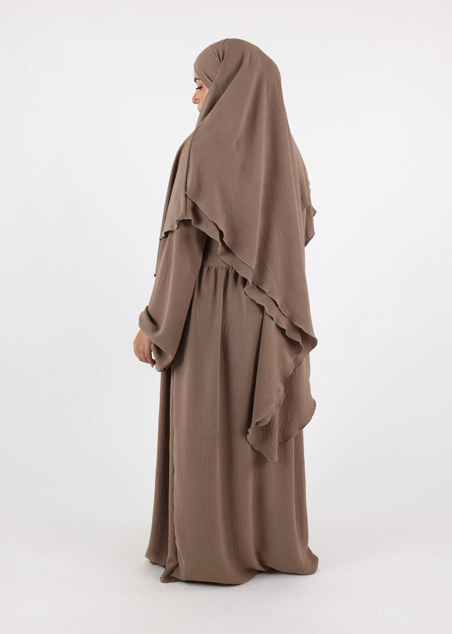 ABAYA and KHIMAR 2 Layer Set Puff Sleeves Taupe