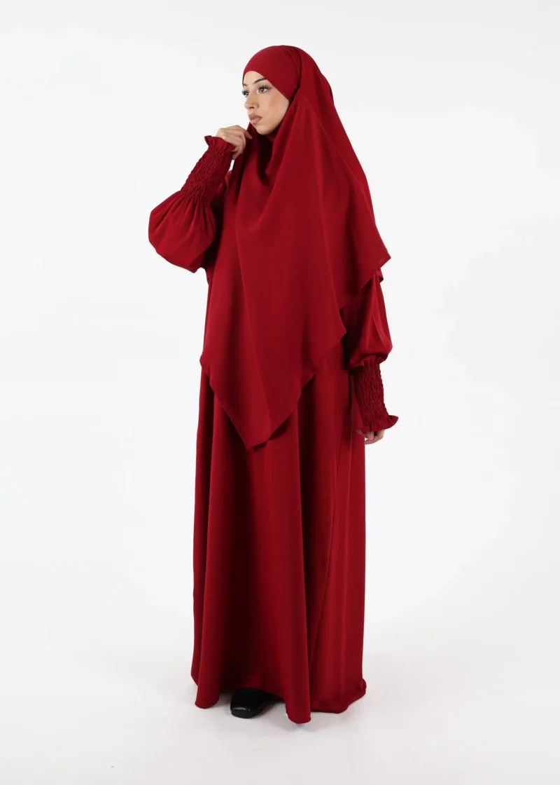 Set Abaya and Khimar Ayla Medina - Dark Red