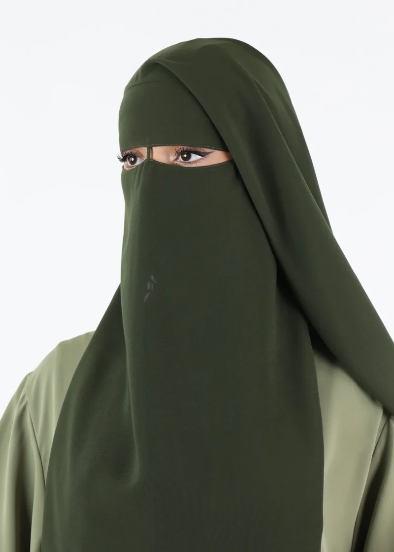 Alternative view of 2 Layer Niqab With Nose String Short - Khaki